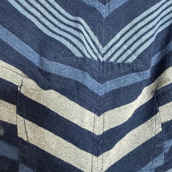 Anthropologie Maeve Antonia Blue Chevron Striped Cotton Dress - Size 4 Petite - Picture 7 of 10